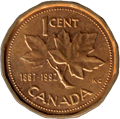 Юбилейная монета Канады номиналом 1 цент, посвященная 125-летию Канадской Конфедерации
