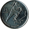 Юбилейная монета Канады номиналом 25 центов из серии ''Vancouver-2010''