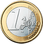 Реверс монеты номиналом 1 евро. Старый вариант