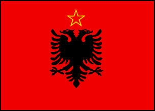 Флаг Албании представляет собой прямоугольное полотнище красного цвета с соотношением сторон 5:7, в центре которого черный двуглавый орел. Во время правления коммунистического правительства 1945-92гг. над орлом располагалась краная пятиконечная звезда с каймой золотого цвета