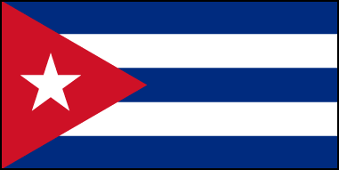  Флаг Кубы введён в 1850г. Официально утверждён 20. 05. 1920г. Имеет пропорции 1:2. Флаг был создан редактором газеты ’’La Verdas’’ (’’Правда’’) Мигелем Толоном в 1848г. и опирался на дизайн американского звездно-полосатого флага. Звезда, именуемая La Estrella Solitaria (’’Одинокая звезда’’), была избрана, чтобы освещать путь к свободе, и взята с флага Техаса. Со временем сам кубинский флаг стал известен как La Estrella Solitaria. Флаг был поднят впервые 19 мая 1850г. в Карденасе, на северном берегу Кубы, где генерал Лопес высадился с 600 соратниками и предпринял неудачную попытку освободить остров от колониального правления испанцев. Треугольник - масонский символ свободы, равенства и братства, а три синих полосы олицетворяют три части, на которые разделили Кубу испанцы. Белый цвет символизирует чистоту устремлений революционеров и справедливость, красный - кровь, пролитую в борьбе за независимость. 