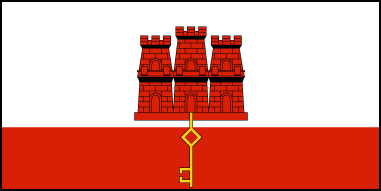 Флаг Гибралтара. Соотношение сторон 1:2.
