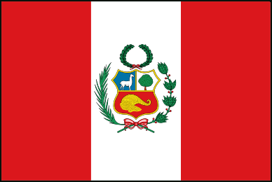 Флаг официально утверждён 25.02.1825г. Имеет пропорции 2:3. Согласно легенде, генерал Хосе де Сан-Мартин, появившись в Перу в 1820г., увидел много фламинго. Приняв это за добрый знак, он решил, что красный и белый должны стать цветами Перуанского легиона, который он создал, чтобы освободить Перу. Белый цвет символизирует мир, достоинство и прогресс, красный - войну и храбрость.
