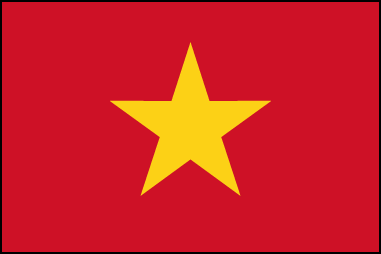 Пропорции 2:3. Представляет собой желтую пятиконечную звезду на красном поле. Принят в 1955г. Красный цвет означает революцию, желтая звезда – единение рабочих, ученых, крестьян, армии и молодежи. Флаг, принятый в 1955г., является слегка измененной версией флага Вьетнама 1945г.