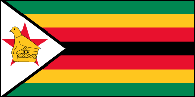 Флаг Зимбабве состоит из 5 главных цветов - красного, желтого, зеленого, черного и белого. Зеленый цвет означает многочисленную растительность страны и хорошо развитое сельское хозяйство, желтый - минеральные богатства страны. Черный - означает преобладающую расу страны, красный - кровь, пролитую в течение войн, белый цвет - мир, который был достигнут в 1980 году, когда страной была принята независимость. Красная звезда отражает в символической форме национальные стремления, птица является государственной эмлемой Зимбабве. Соотношение сторон 1:2.