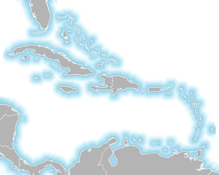 Страны-члены Организации Восточно-Карибских государств (отмечены фиолетовым текстом)