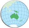Расположение Австралии и Океании на глобусе