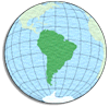 Расположение Южной Америки на глобусе