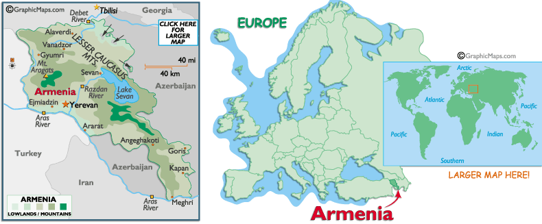 Расположение Армении
