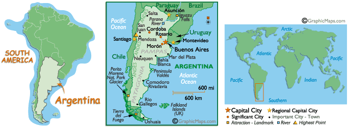 Расположение Аргентины