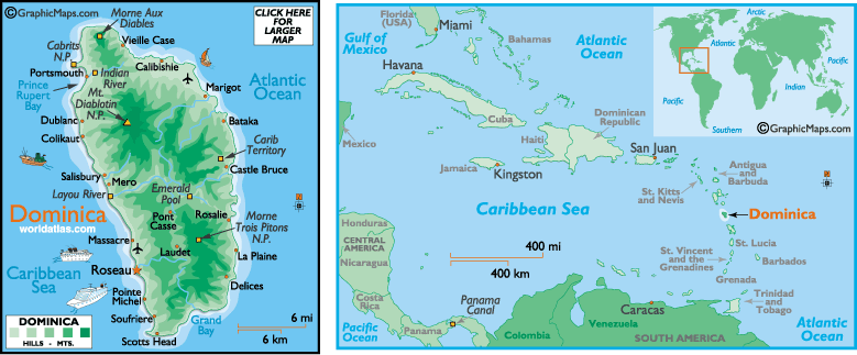 Расположение Доминики