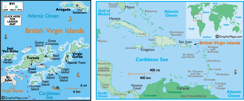 Расположение Британских Виргинских Островов